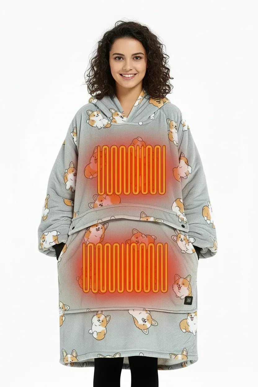 Rebooters Heated Wearable Blanket Hoodie, Sherpa Lined