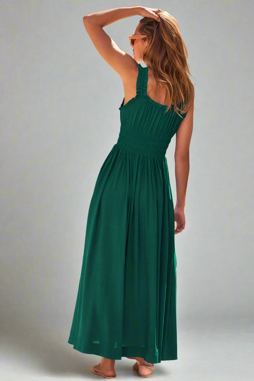 Matilda Sleeveless Maxi Dress with Flattering Ruched Detailing - Rebooters -Women's Dresses
