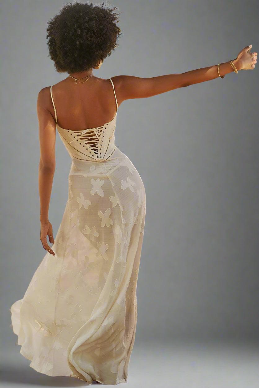 Maya Maxi Dress with Intricate Floral Embroidery and Flowing Silhouette for Elegant Style - Rebooters -Women's Dresses