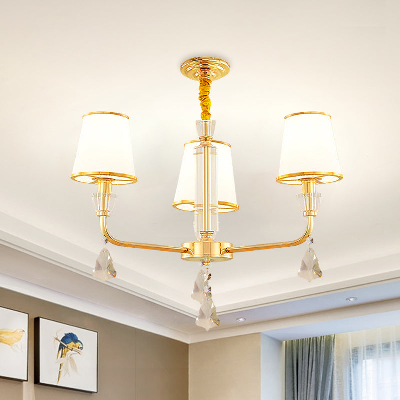 3-Head Chandelier Light Fixture Postmodern Bedroom Lamp Gold - Rebooters