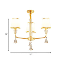 3-Head Chandelier Light Fixture Postmodern Bedroom Lamp Gold - Rebooters