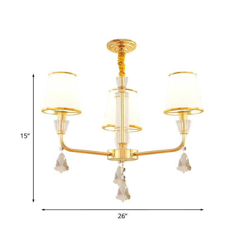 3-Head Chandelier Light Fixture Postmodern Bedroom Lamp Gold - Rebooters