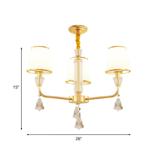 3-Head Chandelier Light Fixture Postmodern Bedroom Lamp Gold - Rebooters
