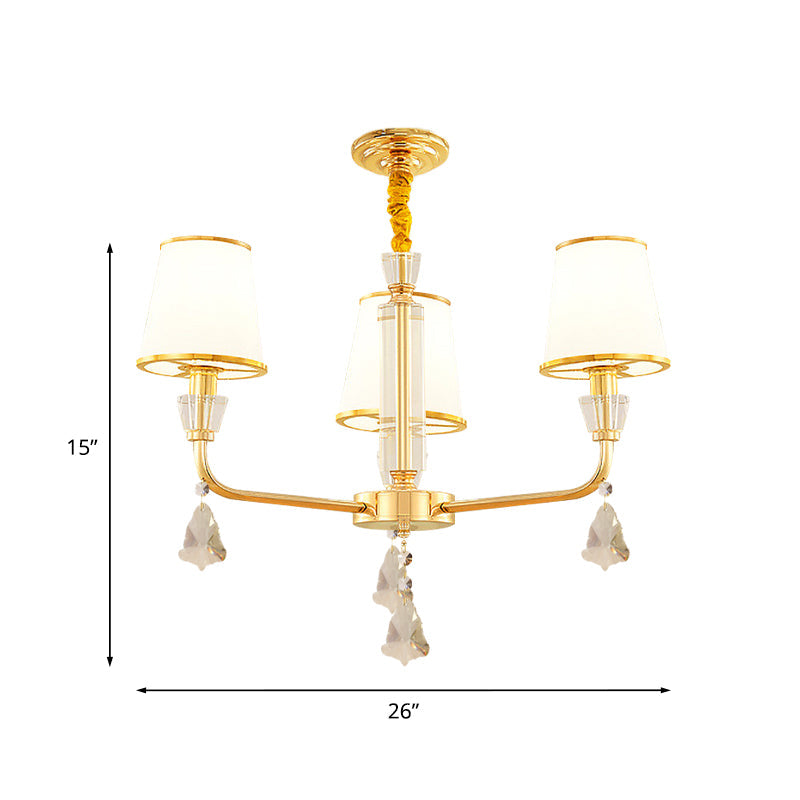 3-Head Chandelier Light Fixture Postmodern Bedroom Lamp Gold - Rebooters