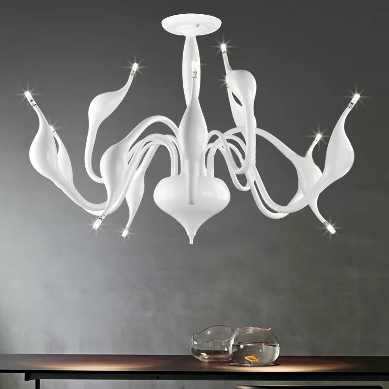 12/18 Lights Living Room Ceiling Chandelier with Swan Acrylic Shade - Rebooters