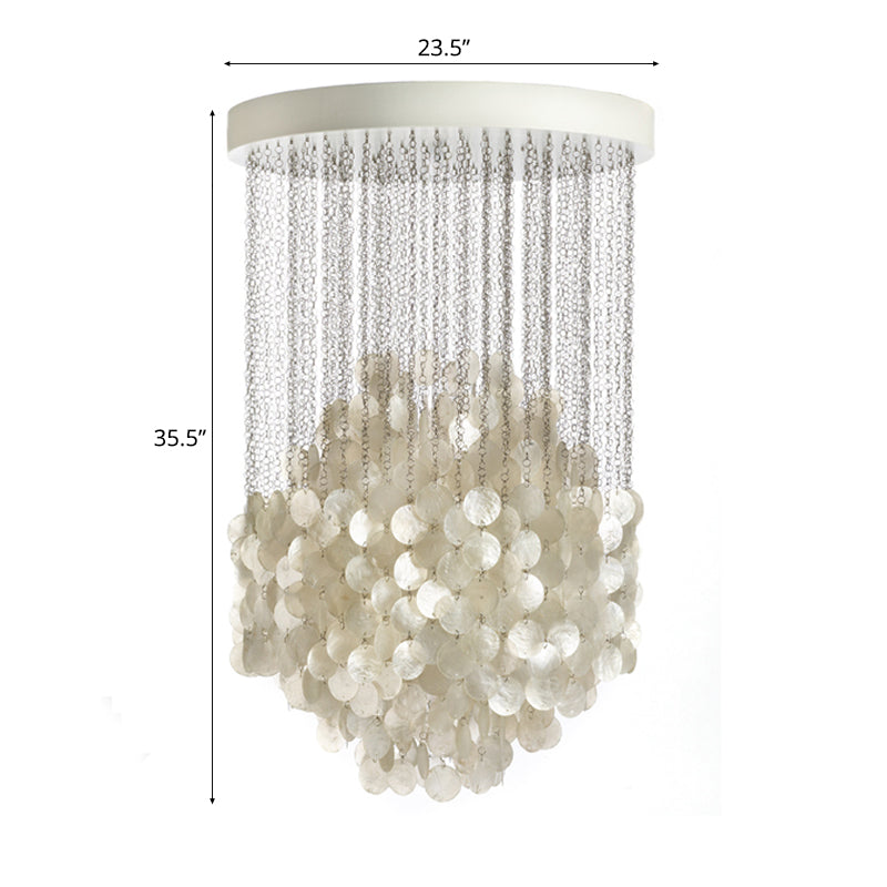 Wind Chime Chandelier Pendant Light Nordic Shell 4 Lights White - Rebooters