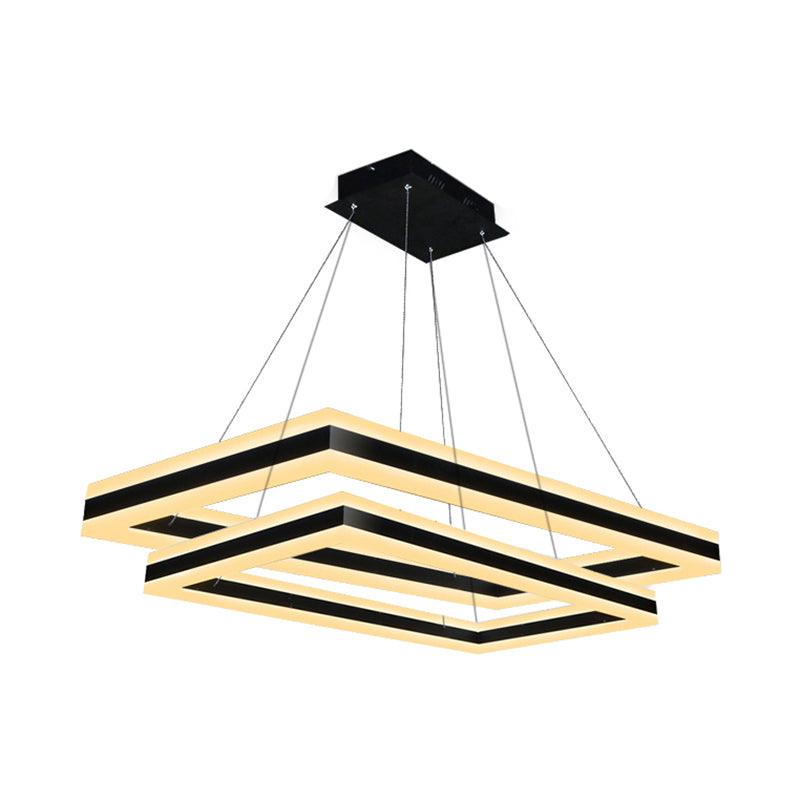 Acrylic Rectangular Ceiling Light Modern LED Black Pendant - Rebooters