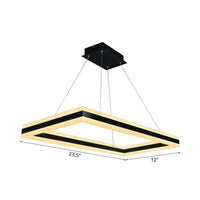 Acrylic Rectangular Ceiling Light Modern LED Black Pendant - Rebooters