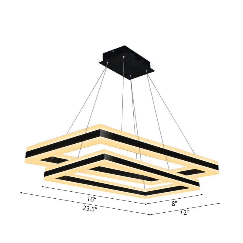 Acrylic Rectangular Ceiling Light Modern LED Black Pendant - Rebooters