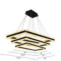 Acrylic Rectangular Ceiling Light Modern LED Black Pendant - Rebooters