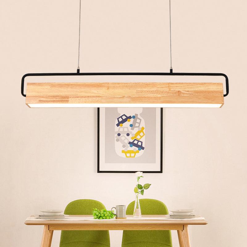 28"/35.5" Wide Modern Rectangular Wood Chandelier Light - Rebooters