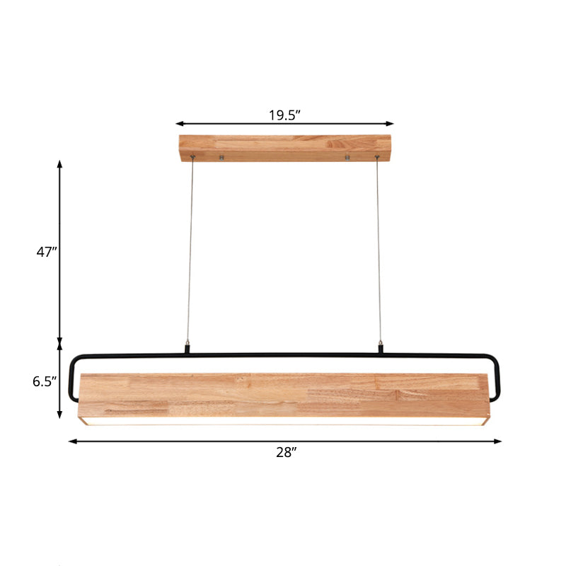 28"/35.5" Wide Modern Rectangular Wood Chandelier Light - Rebooters