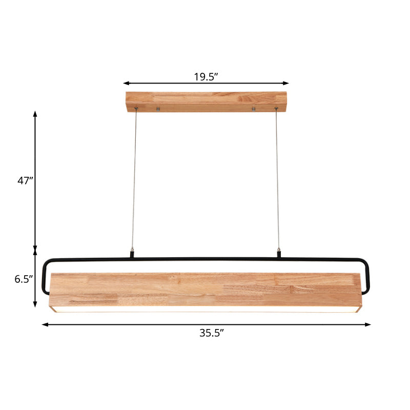 28"/35.5" Wide Modern Rectangular Wood Chandelier Light - Rebooters