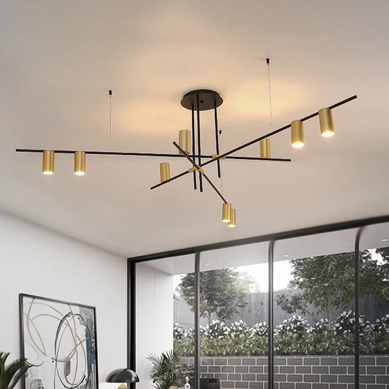 Asymmetrical Cylinder Chandelier Lighting Fixture Gold Ceiling Lamp - Rebooters