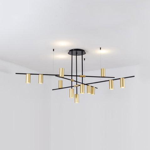 Asymmetrical Cylinder Chandelier Lighting Fixture Gold Ceiling Lamp - Rebooters