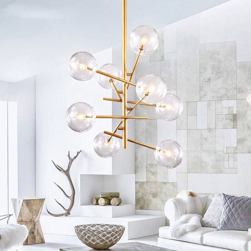 Clear Glass Global Chandelier with Starburst Design Gold - Rebooters