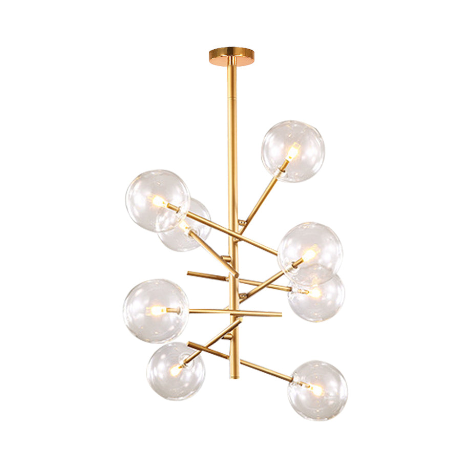 Clear Glass Global Chandelier with Starburst Design Gold - Rebooters