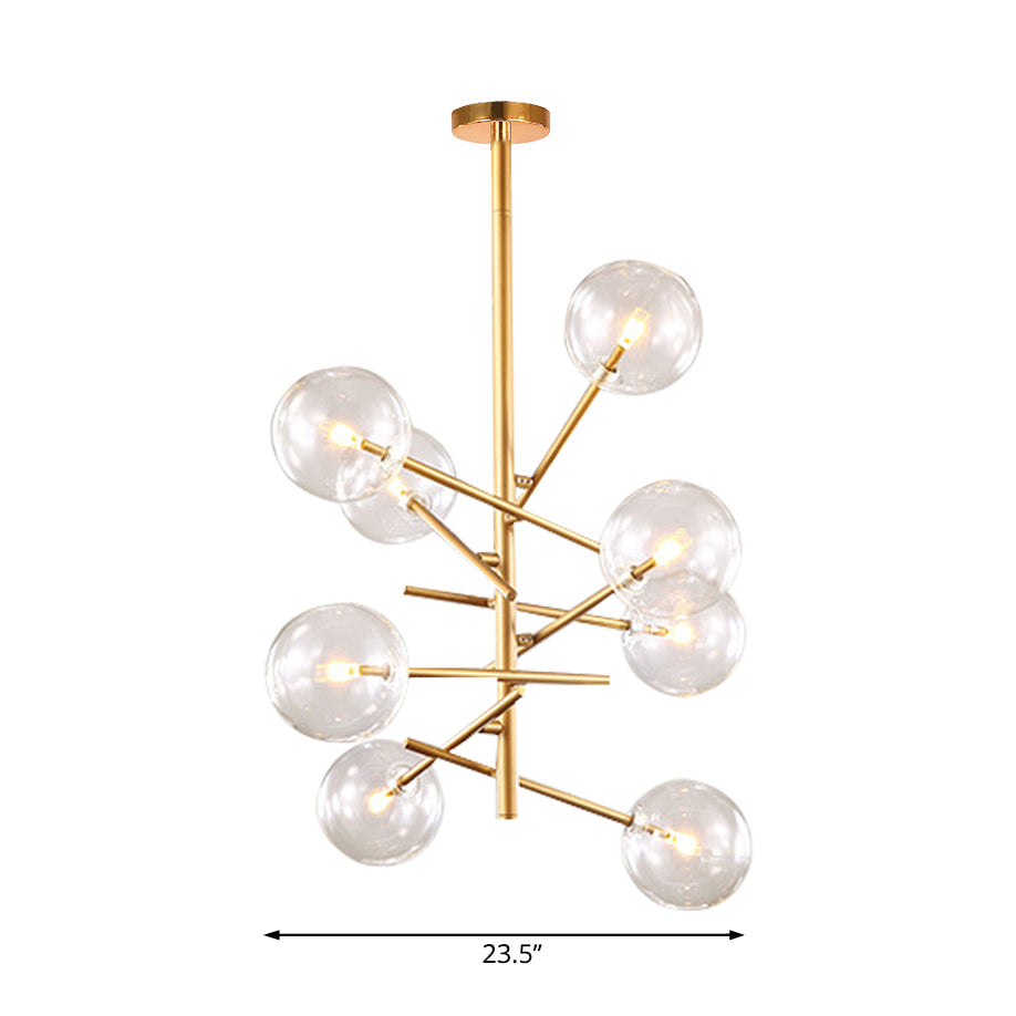 Clear Glass Global Chandelier with Starburst Design Gold - Rebooters