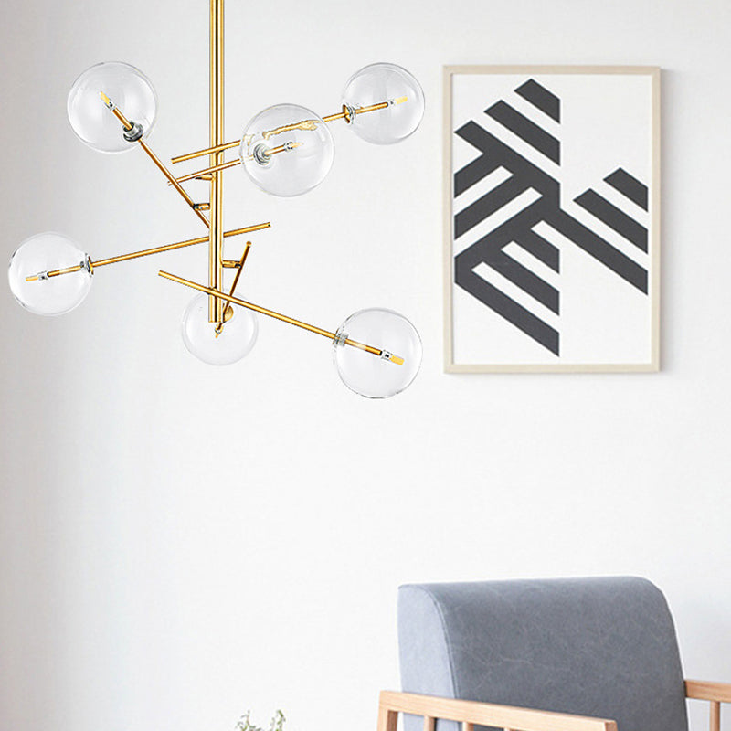 Clear Glass Global Chandelier with Starburst Design Gold - Rebooters