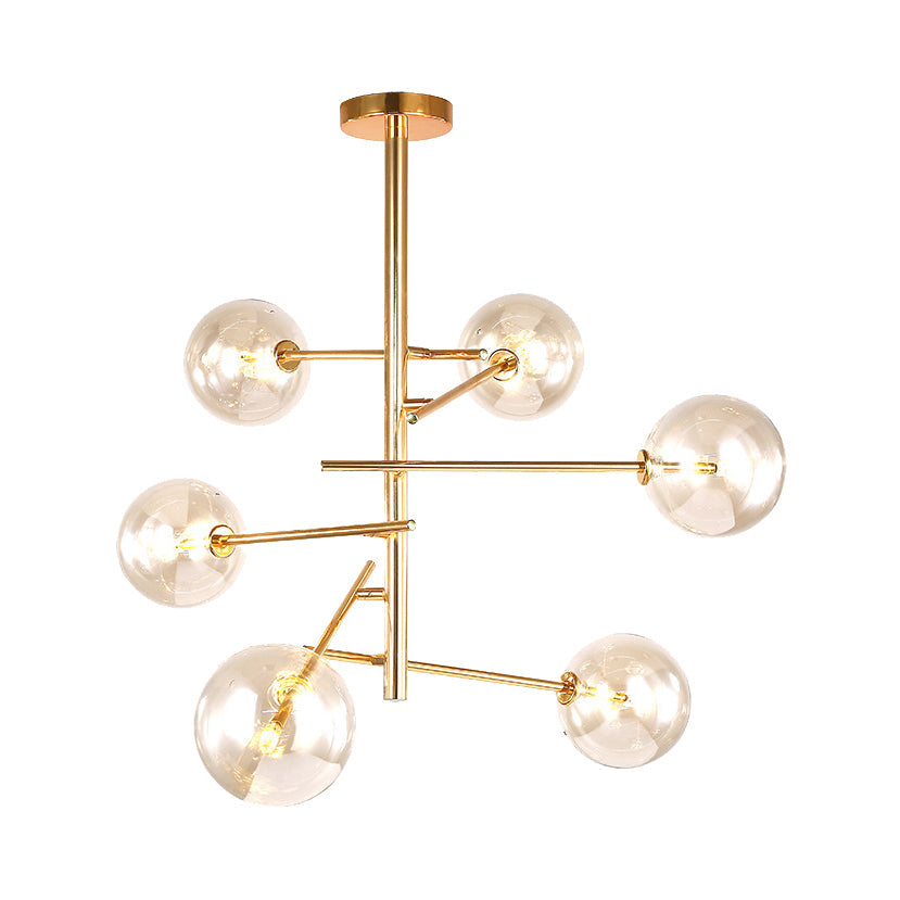 Clear Glass Global Chandelier with Starburst Design Gold - Rebooters