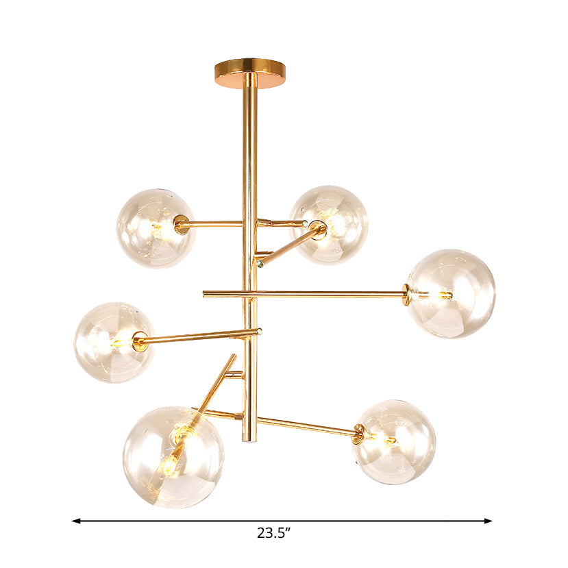 Clear Glass Global Chandelier with Starburst Design Gold - Rebooters