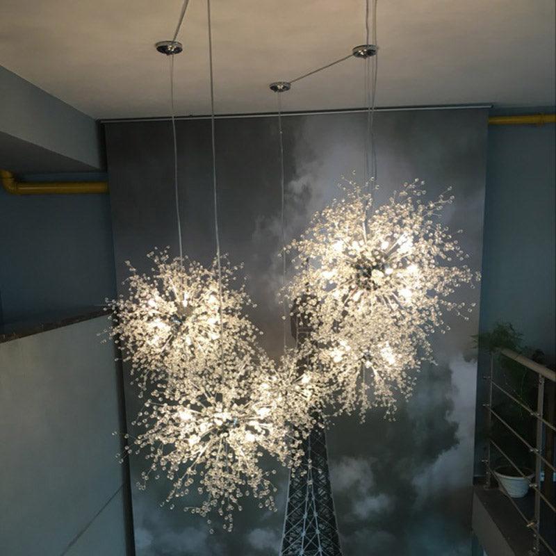 8/12 Lights Indoor Ceiling Fixture with Firework Crystal Shade - Rebooters