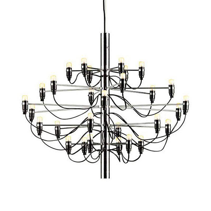 Layered Chandelier Lighting Modernist Style Metallic 18/30 Lights Dining Room Ceiling Lamp in Chrome - Rebooters