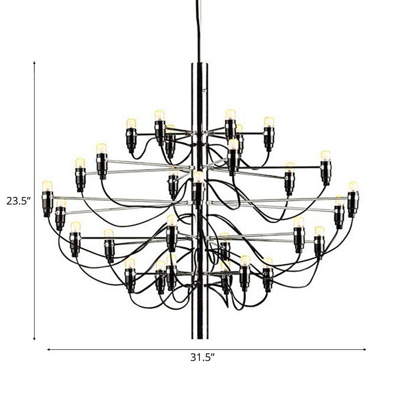 Layered Chandelier Lighting Modernist Style Metallic 18/30 Lights Dining Room Ceiling Lamp in Chrome - Rebooters