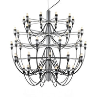 Layered Chandelier Lighting Modernist Style Metallic 18/30 Lights Dining Room Ceiling Lamp in Chrome - Rebooters