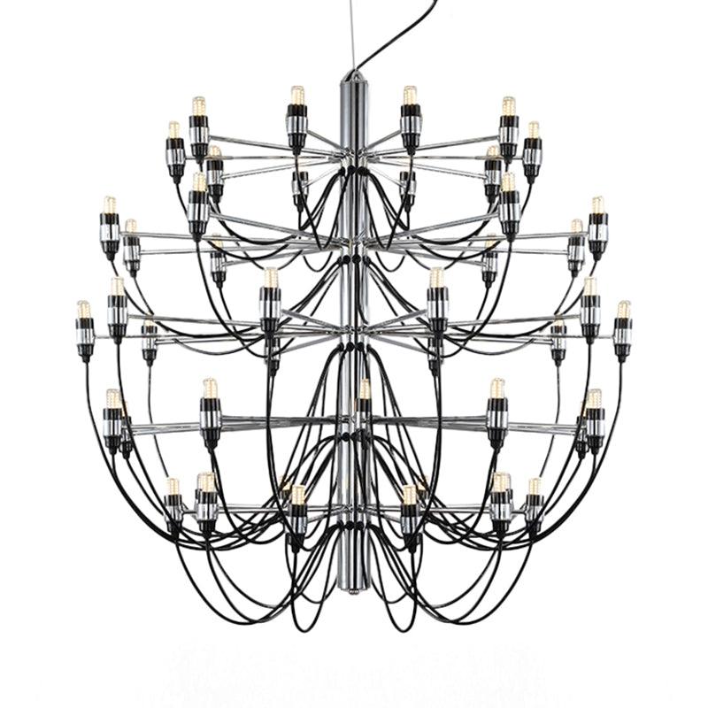 Layered Chandelier Lighting Modernist Style Metallic 18/30 Lights Dining Room Ceiling Lamp in Chrome - Rebooters