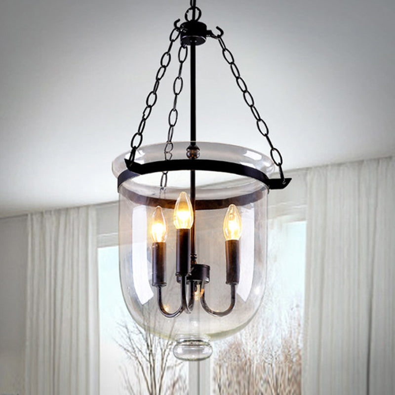 3-Light Suspension Chandelier Pendant Light in Black - Rebooters