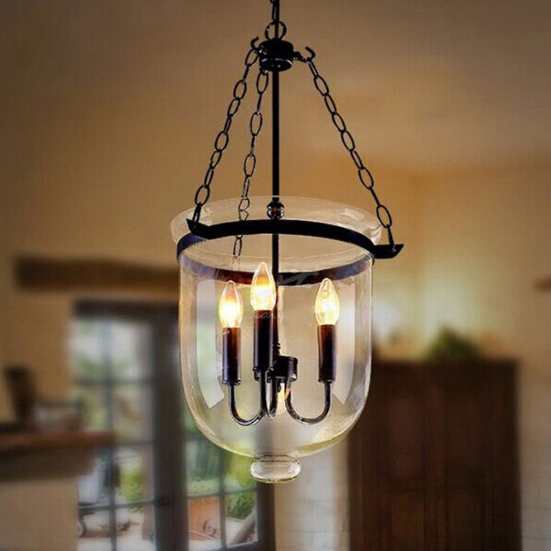 3-Light Suspension Chandelier Pendant Light in Black - Rebooters