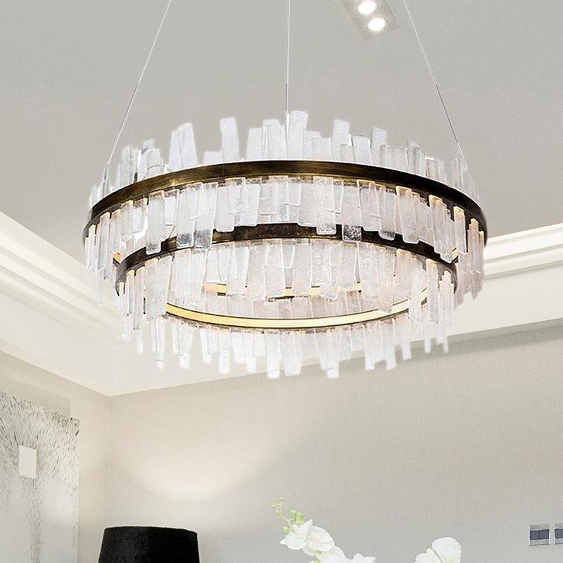 1/2 Lights Living Room Chandelier Lighting with Drum Crystal Shade - Rebooters