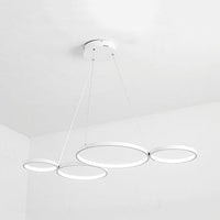 4 Rings Acrylic Ceiling Chandelier Simple LED Black White Drop Pendant over Table - Rebooters