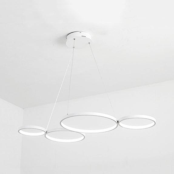 4 Rings Acrylic Ceiling Chandelier Simple LED Black White Drop Pendant over Table - Rebooters