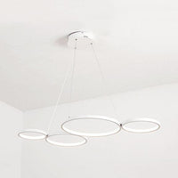 4 Rings Acrylic Ceiling Chandelier Simple LED Black White Drop Pendant over Table - Rebooters