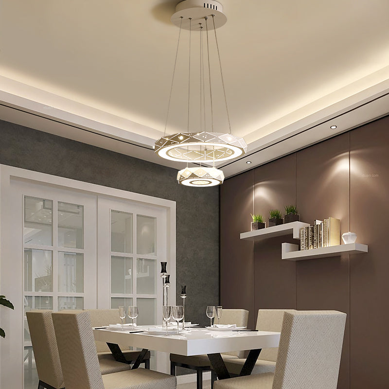 1/2/3-Light Dining Room Pendant Light with Ring Acrylic Shade - Rebooters