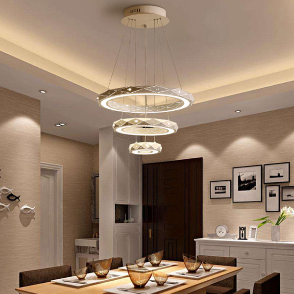 1/2/3-Light Dining Room Pendant Light with Ring Acrylic Shade - Rebooters