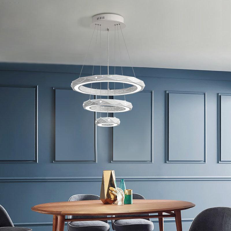 1/2/3-Light Dining Room Pendant Light with Ring Acrylic Shade - Rebooters