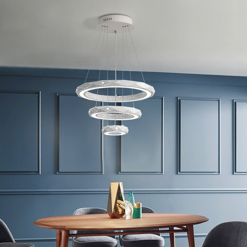 1/2/3-Light Dining Room Pendant Light with Ring Acrylic Shade - Rebooters