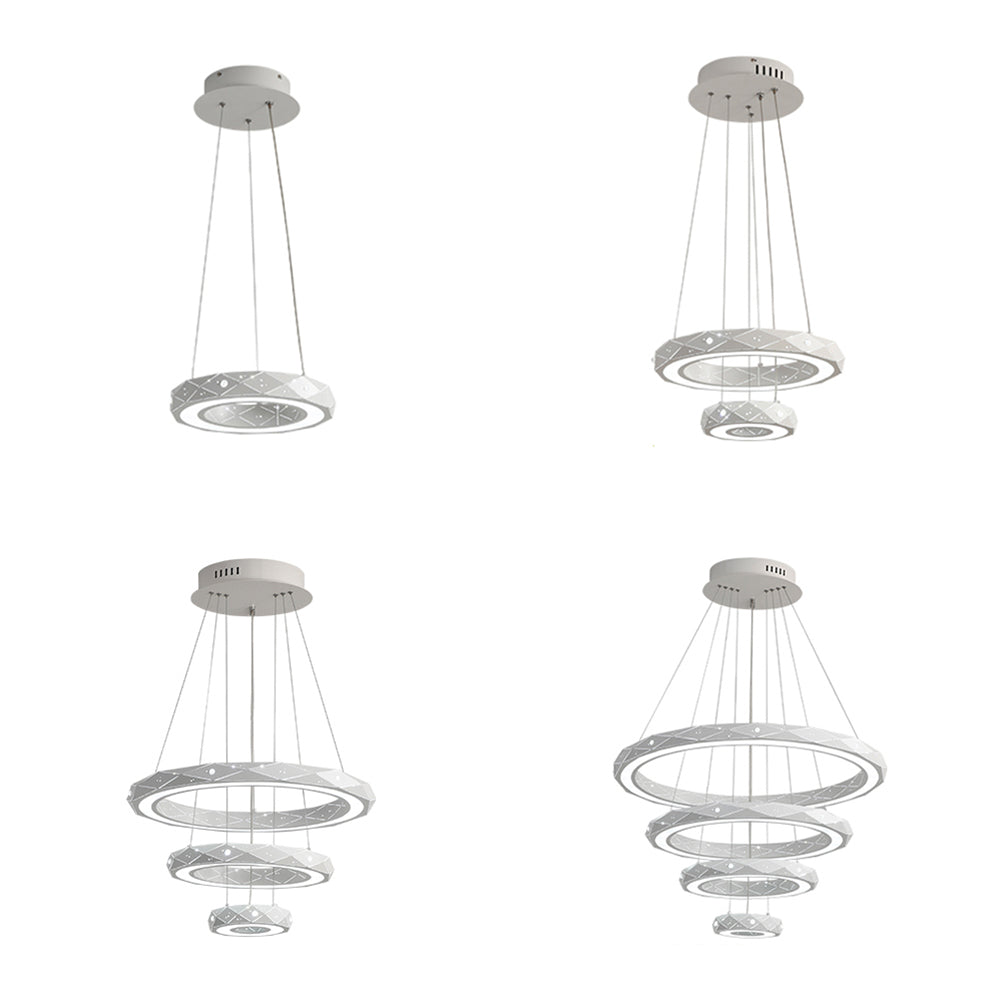 1/2/3-Light Dining Room Pendant Light with Ring Acrylic Shade - Rebooters