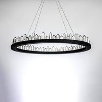 1/2-Light Circular Chandelier Lamp Contemporary Crystal LED Black Hanging Light Fixture - Rebooters
