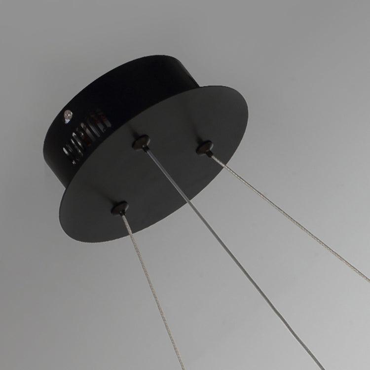 1/2-Light Circular Chandelier Lamp Contemporary Crystal LED Black Hanging Light Fixture - Rebooters