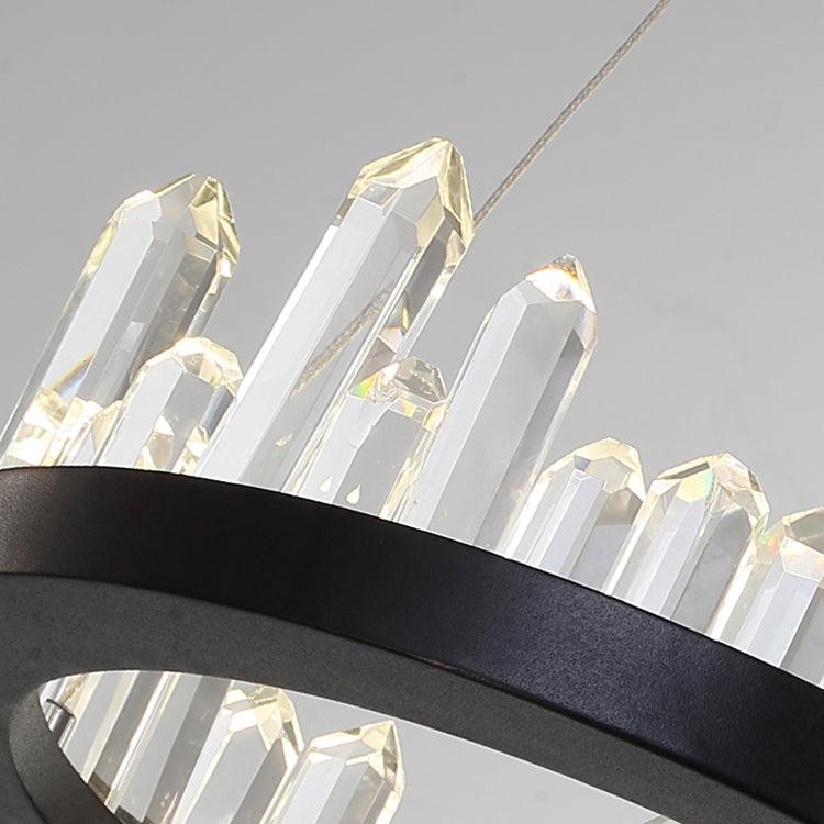 1/2-Light Circular Chandelier Lamp Contemporary Crystal LED Black Hanging Light Fixture - Rebooters