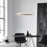 1/2/3-Light Black Ring Pendant Chandelier Modern Crystal Light - Rebooters
