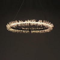 1/2/3-Light Black Ring Pendant Chandelier Modern Crystal Light - Rebooters