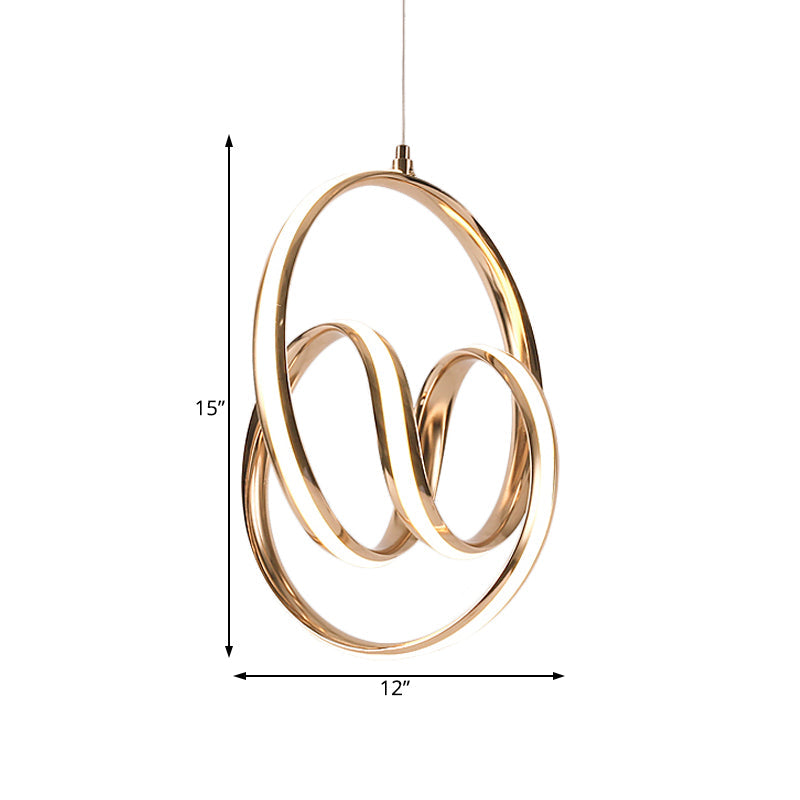 Twisted Restaurant Chandelier Pendant Acrylic LED Simplicity Ceiling Light in Gold - Rebooters