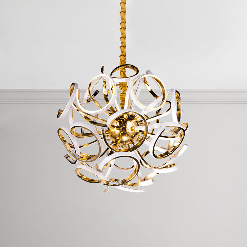 Globe Chandelier Pendant Light Contemporary Acrylic 12/18/24 Lights Gold Silver Ceiling Light - Rebooters