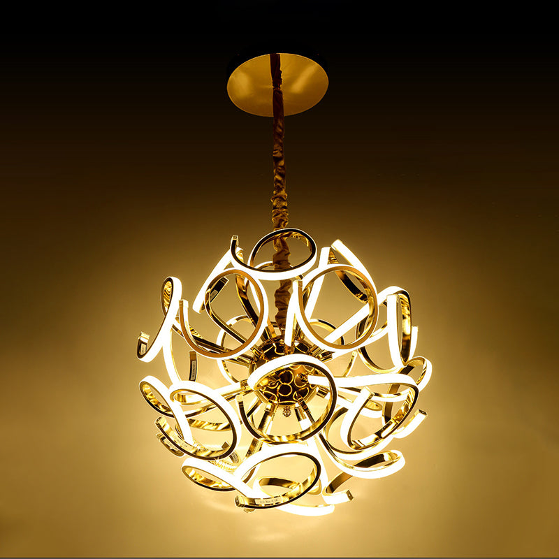 Globe Chandelier Pendant Light Contemporary Acrylic 12/18/24 Lights Gold Silver Ceiling Light - Rebooters