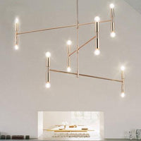 Bare Bulb Chandelier Lamp Mid-Century Metal 12 Lights - Rebooters